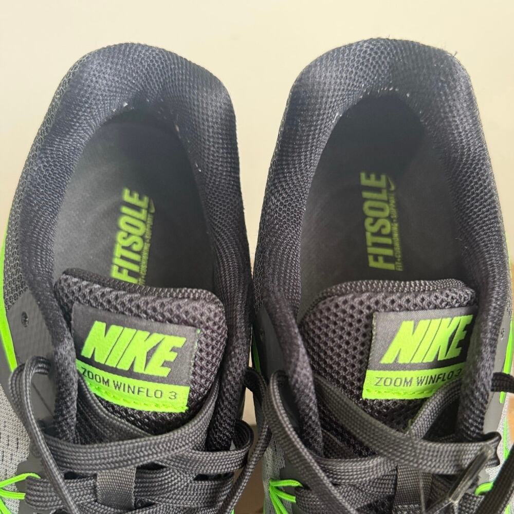 Nike Zoom Winflo 3 Sneaker Grey/Green Men Running Sneakers - SZ 11.5 - Picture 9 of 11